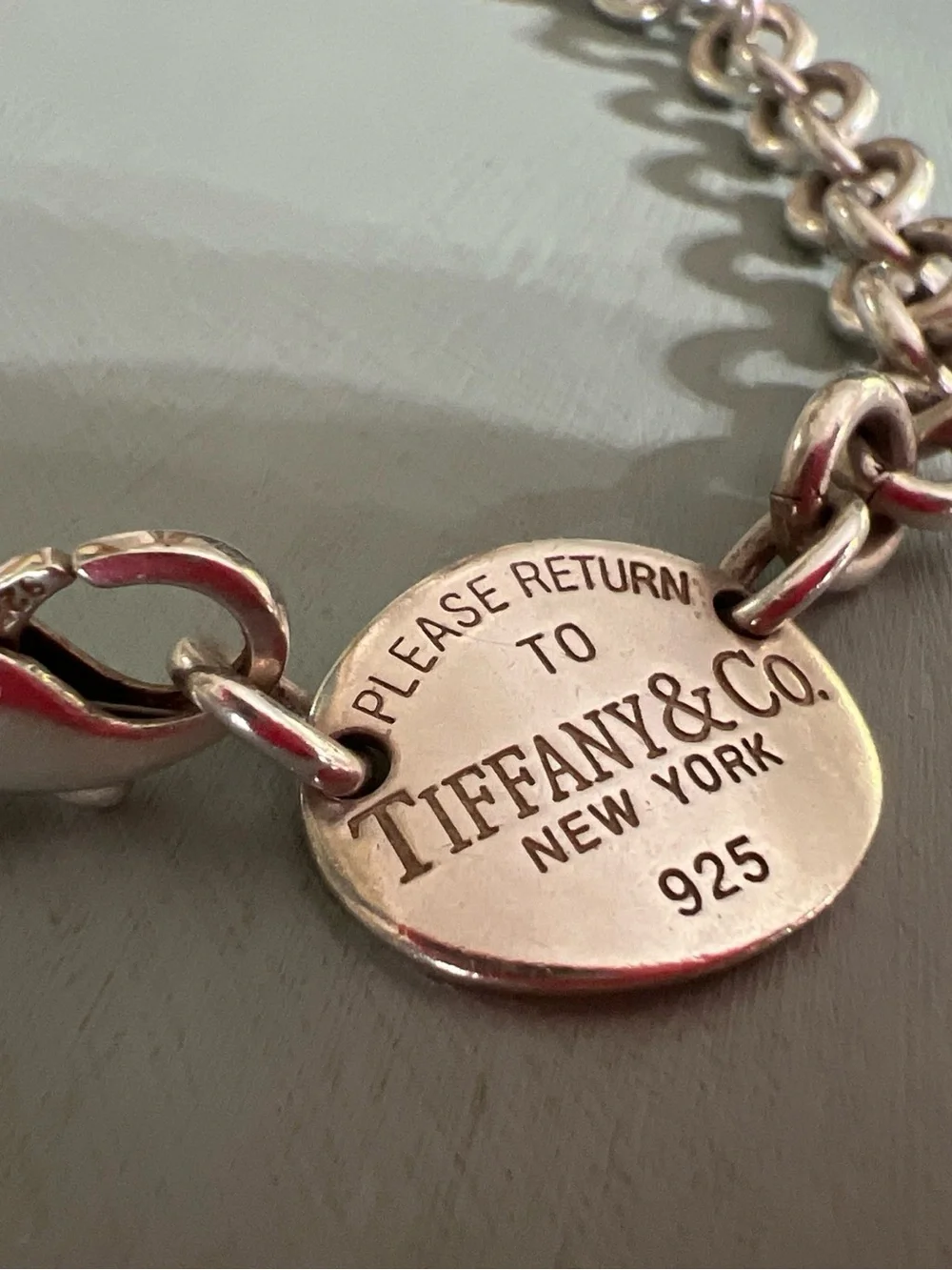 Tiffany & Co. Sterling Silver Round Tag Link Necklace - Picture 2 of 5